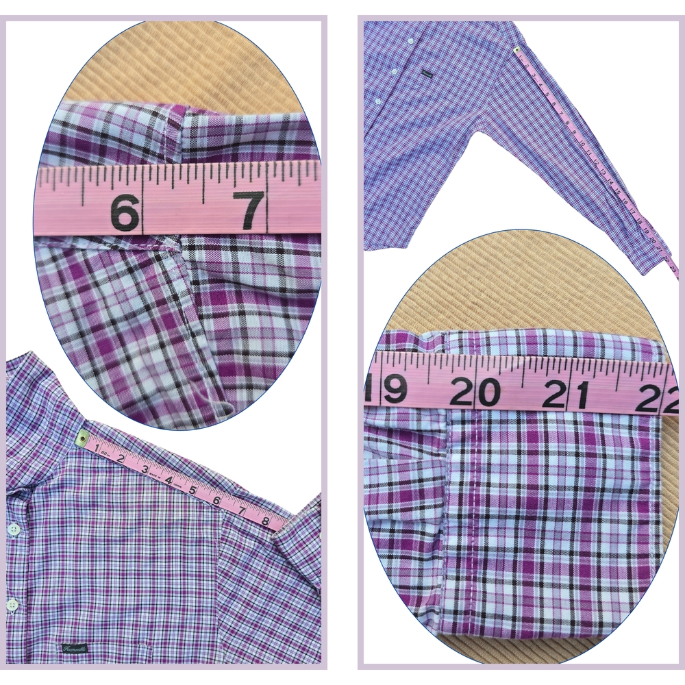 Façonnable Button-Down In Purple Small Check Plaid Extra Small - Picture 5 of 10
